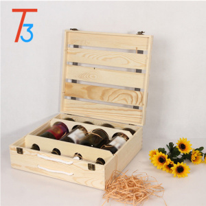 Custom Pine Wooden Wine Crate Storage Gift Box