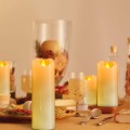 Pack of 5 Flickering Yellow Remote Control LED Flameless Wax Candles,Timer Battery Paraffin Pillar Candles For Dinner Decoration