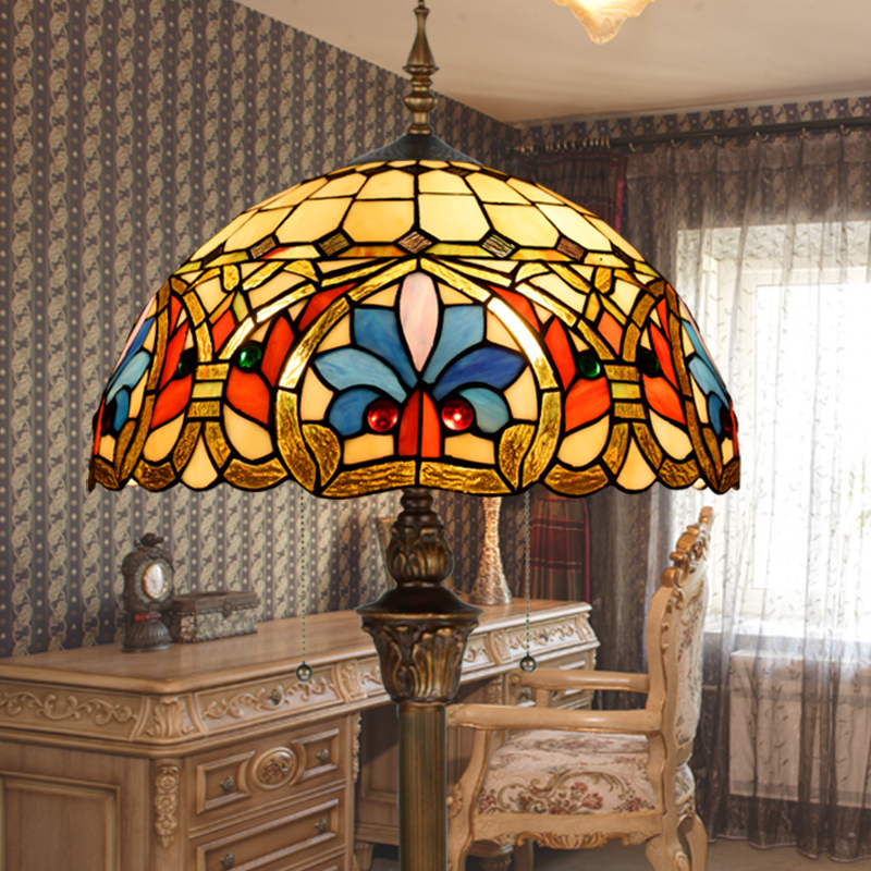 Tiffany European Baroque garden color glass floor lamp dining room bedroom decoration lamp