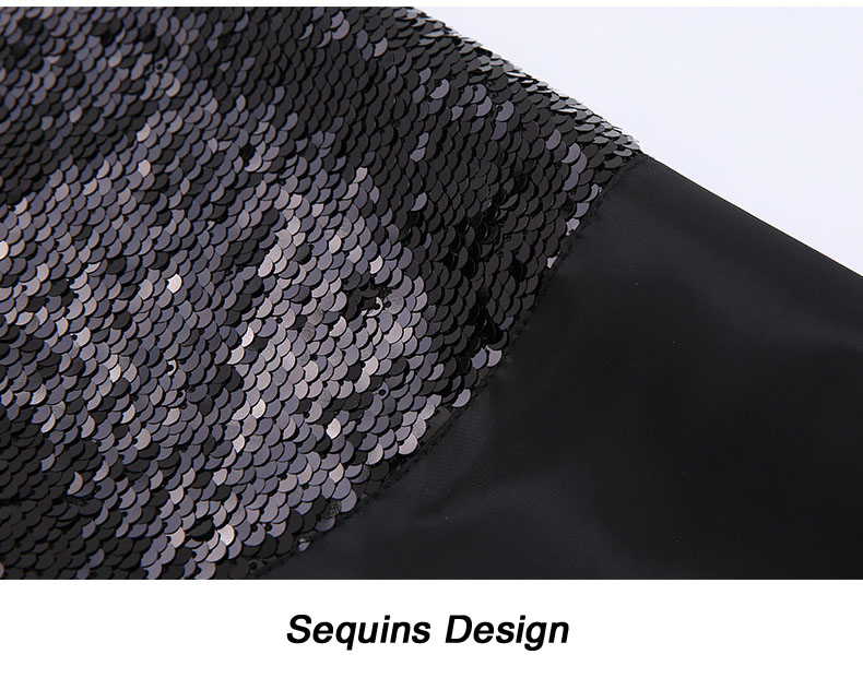 Women Zipper Sequins Baseball Jacket