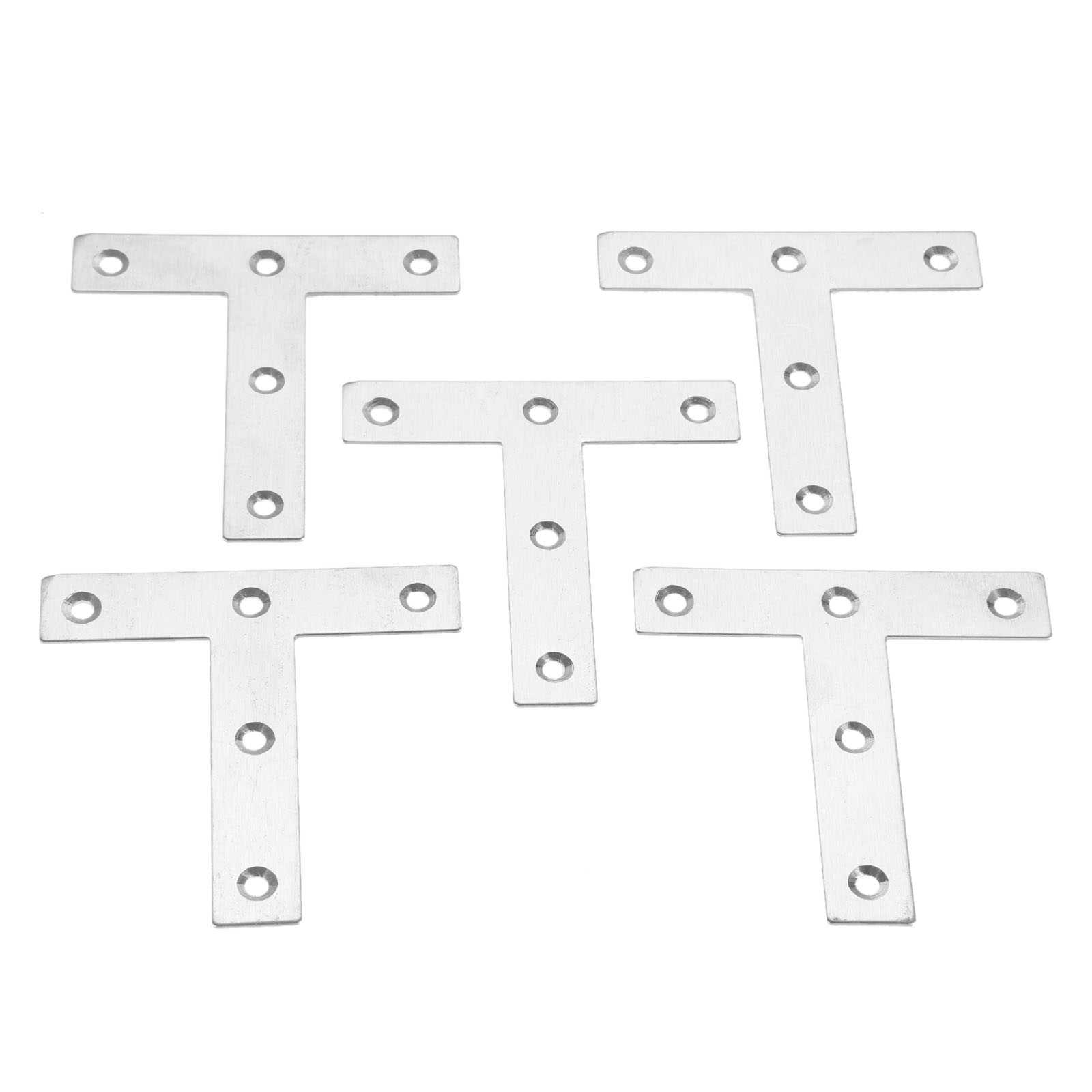 DRELD 5PCS Stainless Steel Angle Plate Corner Brace Flat T Shape Repair Bracket Brace Brackets Connector Furniture Fixing-Corner