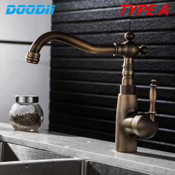 Home Improvement Accessories Antique Brass Kitchen Faucet 360 Swivel Bathroom Basin Sink Mixer Tap Crane Torneira DOODII