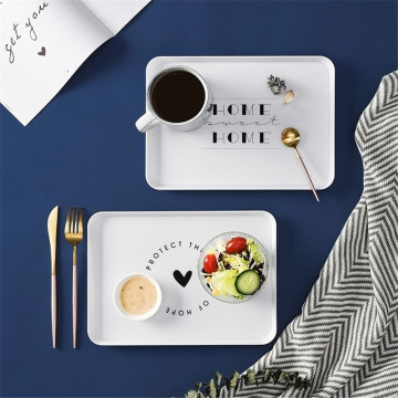 Chic Breakfast Bread Plastic PP Tray Dessert Dish Plate Plates Untensil Tools Tableware Trays White Simple Decoration Gift 1PCS