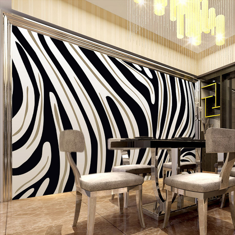 Custom Mural Wallpaper 3D Non-woven Ptinted Wallpaper Black And White Zebra Stripes Living Room Sofa TV Backdrop Wall Covering