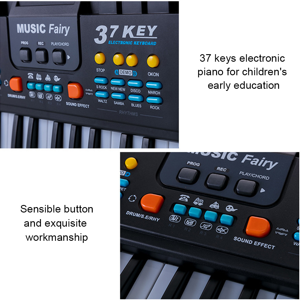 37 Keys Electronic Piano Musical Instrument Toy with Microphone Multifunctional Electronic Organ for Children Boys Girls