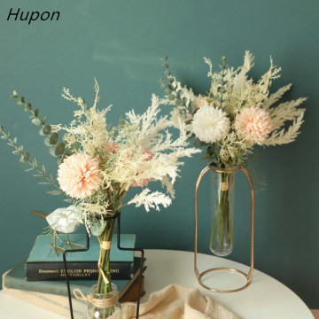 European Artificial flowers Bouquet for Home Party Decoration Wedding Bouquet Flowers 38cm Bulrush Silk Hydrangea Fake Flowers