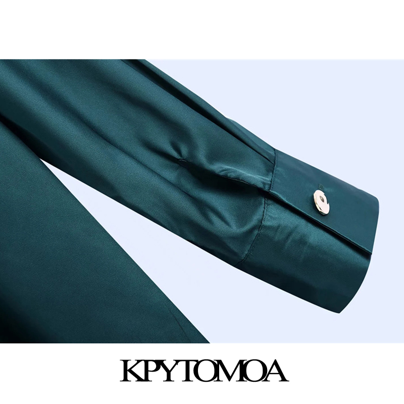 KPYTOMOA Women 2020 Fashion With Metal Buttons Loose Fitting Cozy Blouses Vintage Long Sleeve Female Shirts Blusas Chic Tops