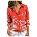 2020 Women's New Floral Print Shirts Butterfly Flower Shirts Printed Button Zip Up Long Sleeve Loose Top blusas mujer de moda