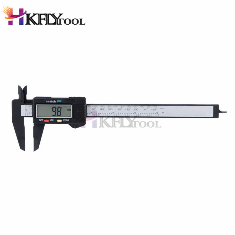 New Arrival 150mm 6 inch LCD Digital Electronic Carbon Fiber Vernier Caliper Gauge Micrometer Measuring Tool