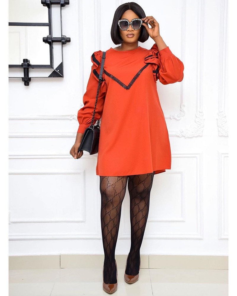 Autumn Sexy African Women O-neck Long Sleeve Solid Color Plus Size Mini Dress African Dresses for Women American Clothing