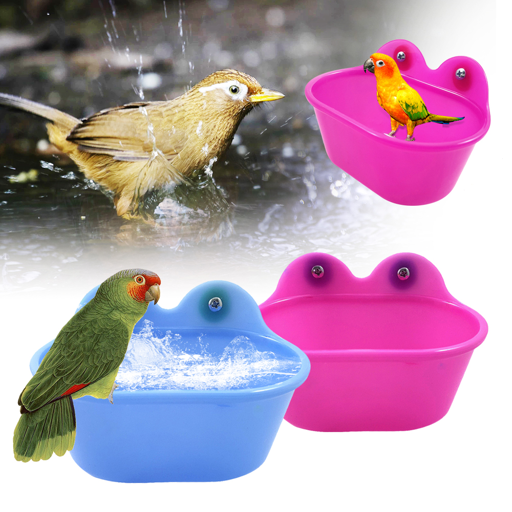 1 Pc Parrot Bath Basin Bird Shower Pet Bird Bath Basin Parrot Shower Supplies With Mirror Food Bowl Birds Accessorie