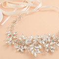 Bridal Satin Belts Crystal Beads Silver Color Wedding Accessories Decoration Prom Dress Belt Ivory White Strass Bride Sash Gifts