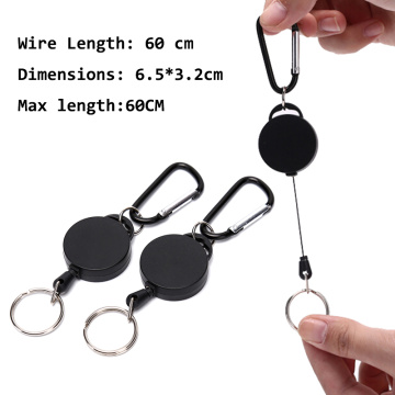 Retractable Pull Key Ring ID Badge Lanyard Name Tag Card Holder Recoil Reel Belt Clip Metal Housing Metal Covers Key Ring