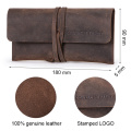 Retro Leather Roll Pencil Cases Leather Pen Bag Pouch Texture Student Pencil Bags Office School Supplies Stationery escolar