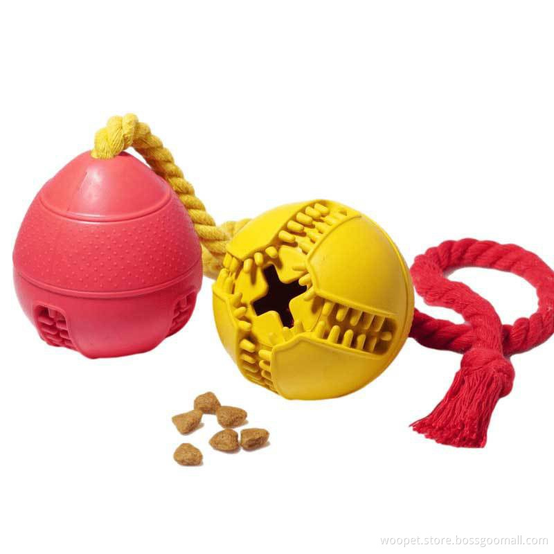Interactive Puzzle Game Dog Toys Pet Food Leakage Dog Training Ball on a Rope Natural Rubber For Aggressive Chewer