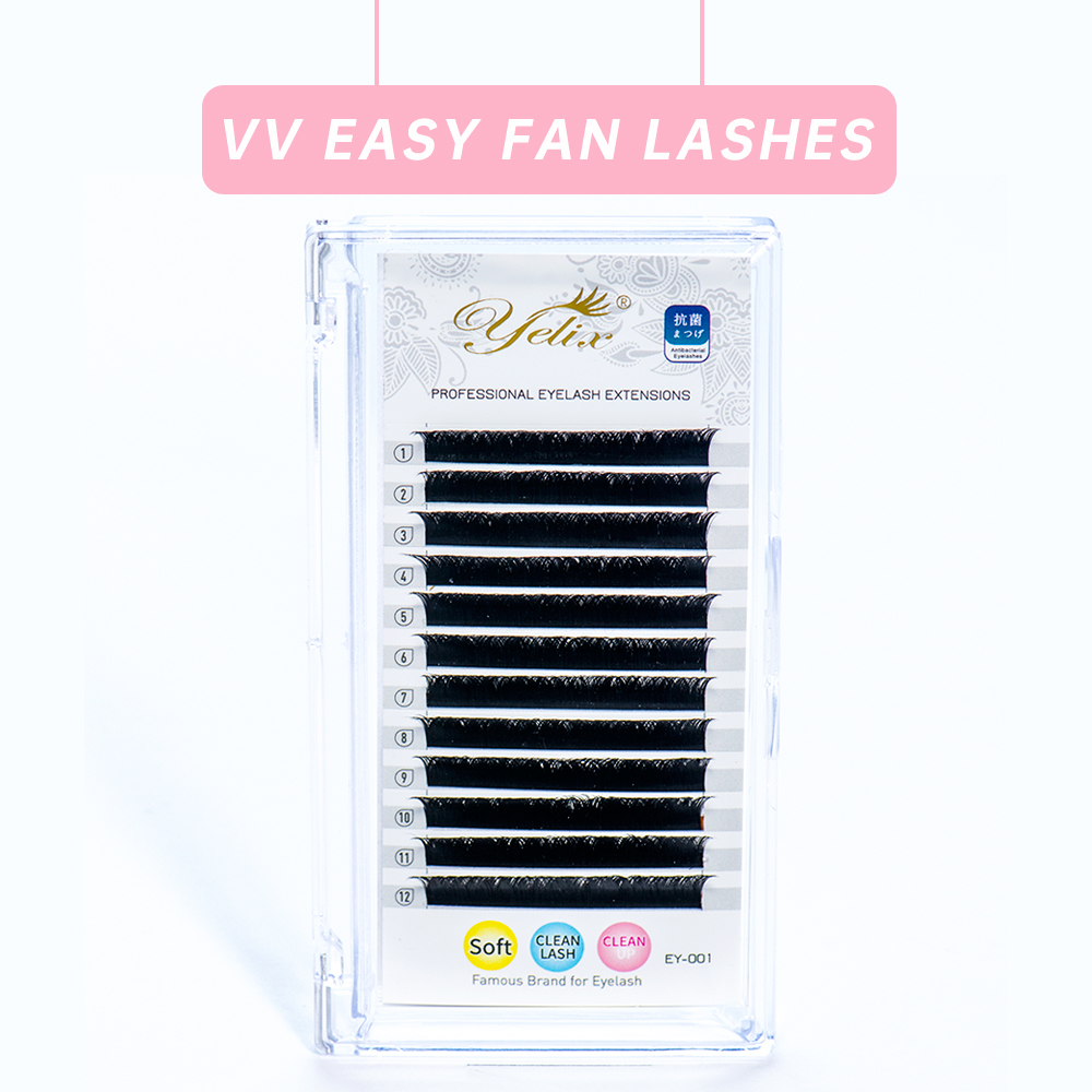 Yelix V Shape Auto-Fans Eyelash Extension Soft Easy Fan Lashes Volume Lash Extension Premium Natural Individual Lashes Mink