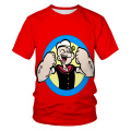 Cartoon anime Popeye 3D printing fashion men's and women's short-sleeved T-shirt soft material outdoor casual loose men's T-shir