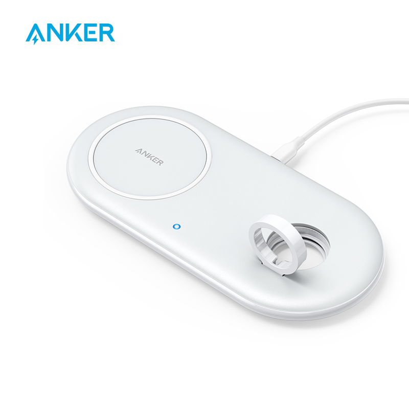 Anker Wireless Charging Station, 2 in 1 PowerWave+ Pad with Holder for Apple Watch 5/4/3/2, Wireless Charger for iPhone 11, Pro,