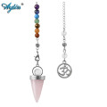 Ayliss 7 Chakra Beads Reiki Healing Crystal Pendulums for Dowsing Divination Wicca Balancing with OM Symbol Gem Stone Pendant