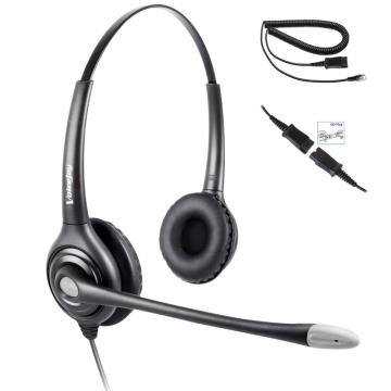 Office headset with QD (Quick Disconnect) Cord Binaural Noise Canceling Microphone Call Center Headset for office telephones
