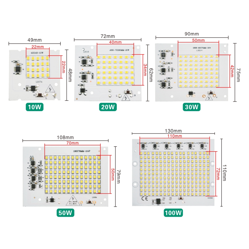 LARZI LED Chip Lamp 10W 20W 30W 50W 100W SMD2835 Light Beads AC 220V-240V Led Floodlight Outdoor Lighting Spotlight