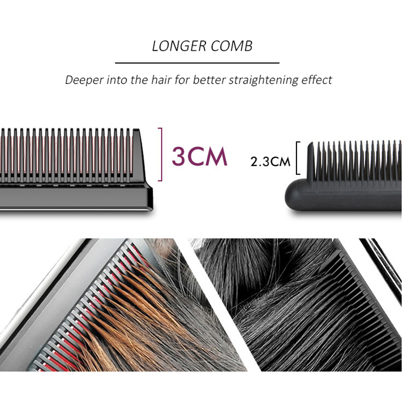Ceramic Hot Comb Anti-Scald Comb Electric Comb LED Display Professional Anion Hair Straightener Brush for Women and Men