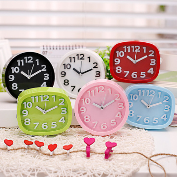 Square Small Bed Alarm Clock Portable Case Compact Travel Clock Mini Mute Children Student Desk Watch Bedside Desk Table Home