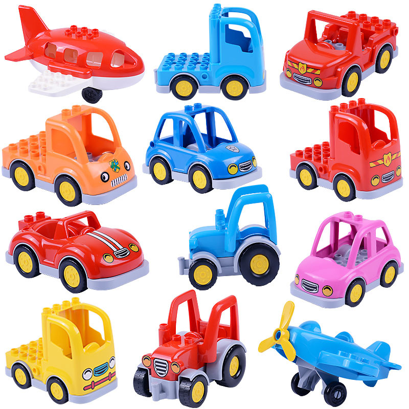 DIY Big Size Building Blocks Classic City Traffic series Accessories Car Tractor Truck Airplane Bus Compatible with Duploed