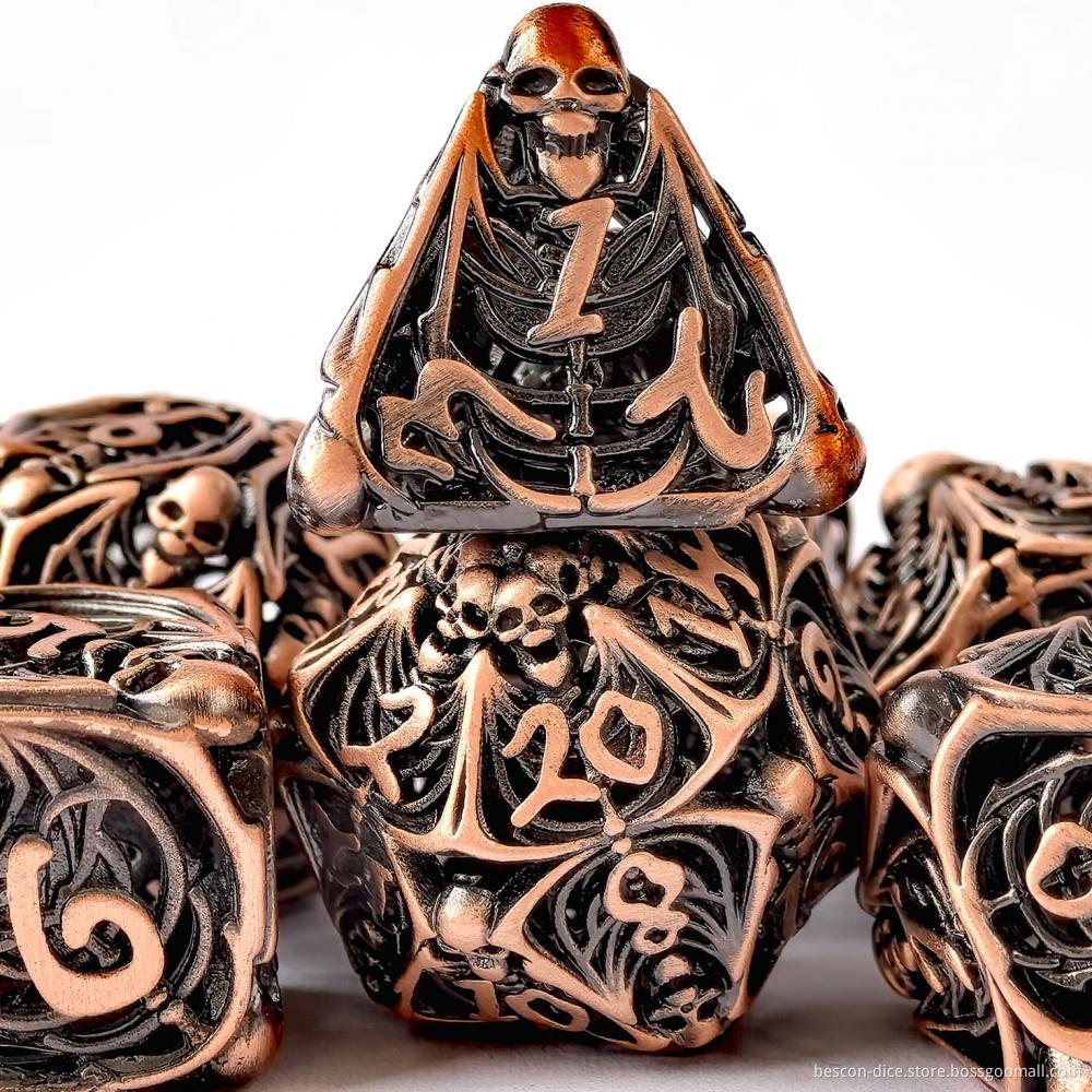 Dungeon and Dragon Metal dice with 3D Skull Feature