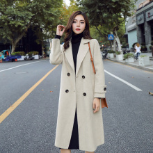 2020 Autumn And Winter New Woolen Coat Women's Plus Size 3XL Mid-Length Haze Blue Popular Over-The-Knee Suit Casual Coats Women