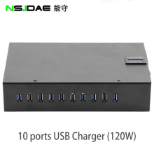 Industrial grade aluminum USB10 port charger