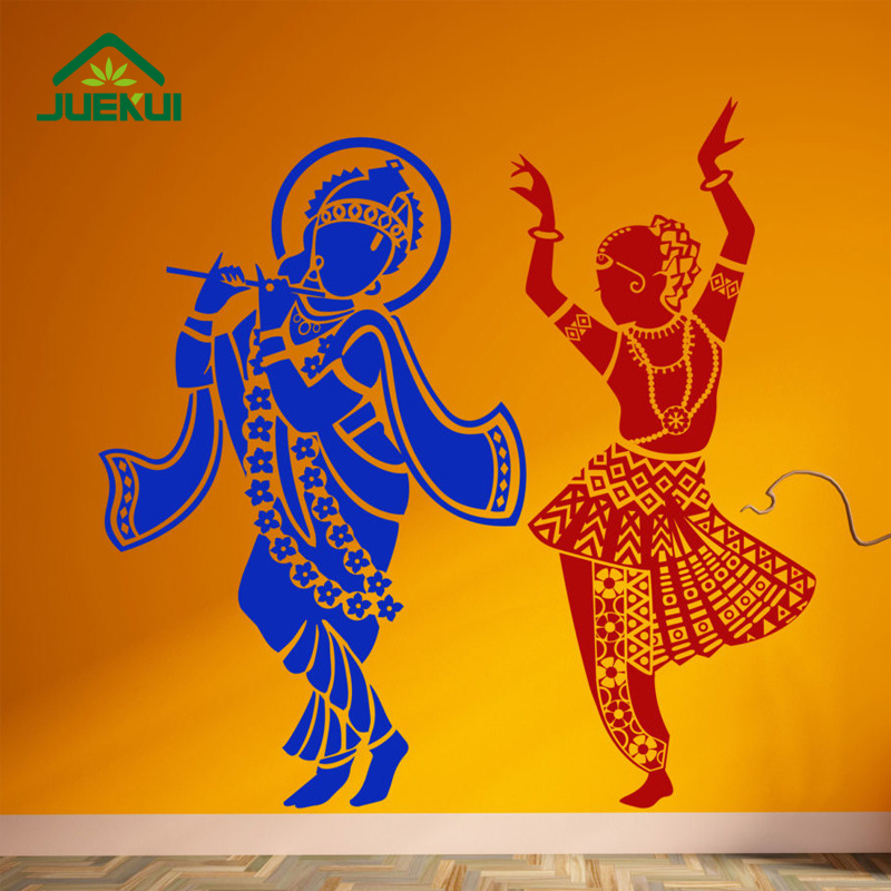 Radha Krishna Hindu God Decoration Wall Decals Bedroom Art Decor Vinyl Removable Wall Stickers for Living Room K427