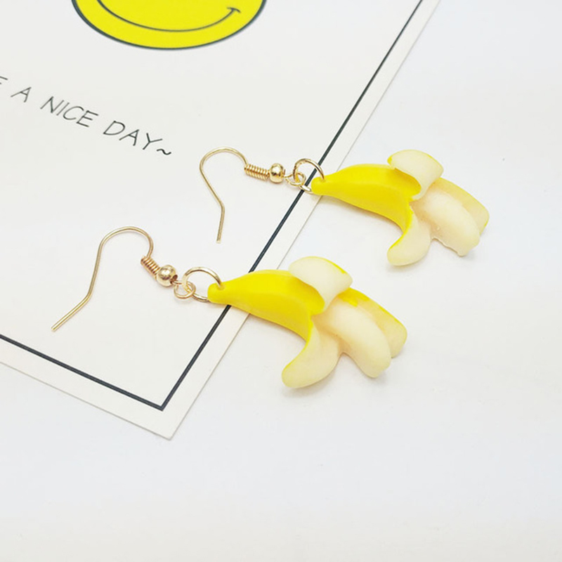 Cute Banana Funny Handmade Earrings Small Fresh Fruit Banana Sweet Drop Earrings Fashion Jewelry for Women and Girls