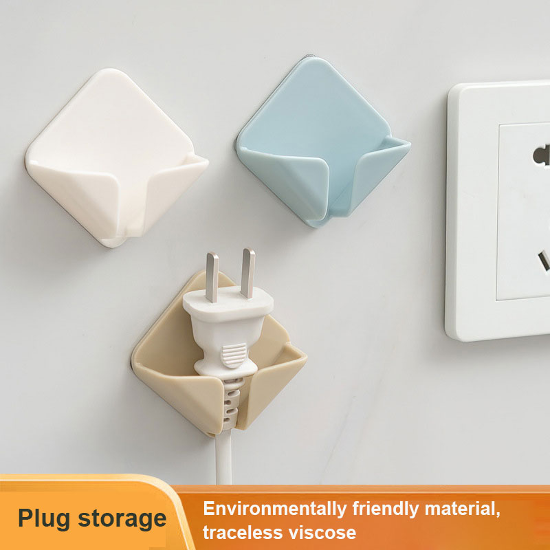 Wall Storage Hook Power Plug Socket Holder Home Wire Plugs Adhesive Hanger Home Office Storage Racks Bathroom