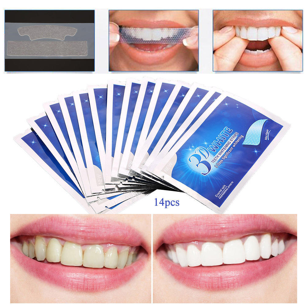 3D Teeth Whitening Strips Anti-Sensitive Double Elastic Gel Strips Teeth Oral Tooth Care dental veneers health and deauty