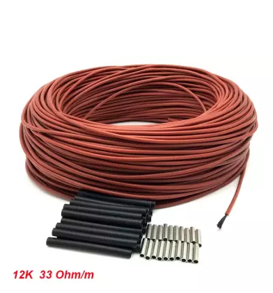 100m 12k 33ohm silicone rubber carbon fiber heating cable 5V-220V floor heating high quality infrared heating wire