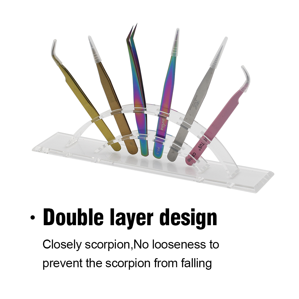 THINKSHOW 6 Holes Eyelashes Tweezers Storage Holder Convenient Tweezers Shelf Acrylic Arc Holder Stand Beauty Makeup Tools