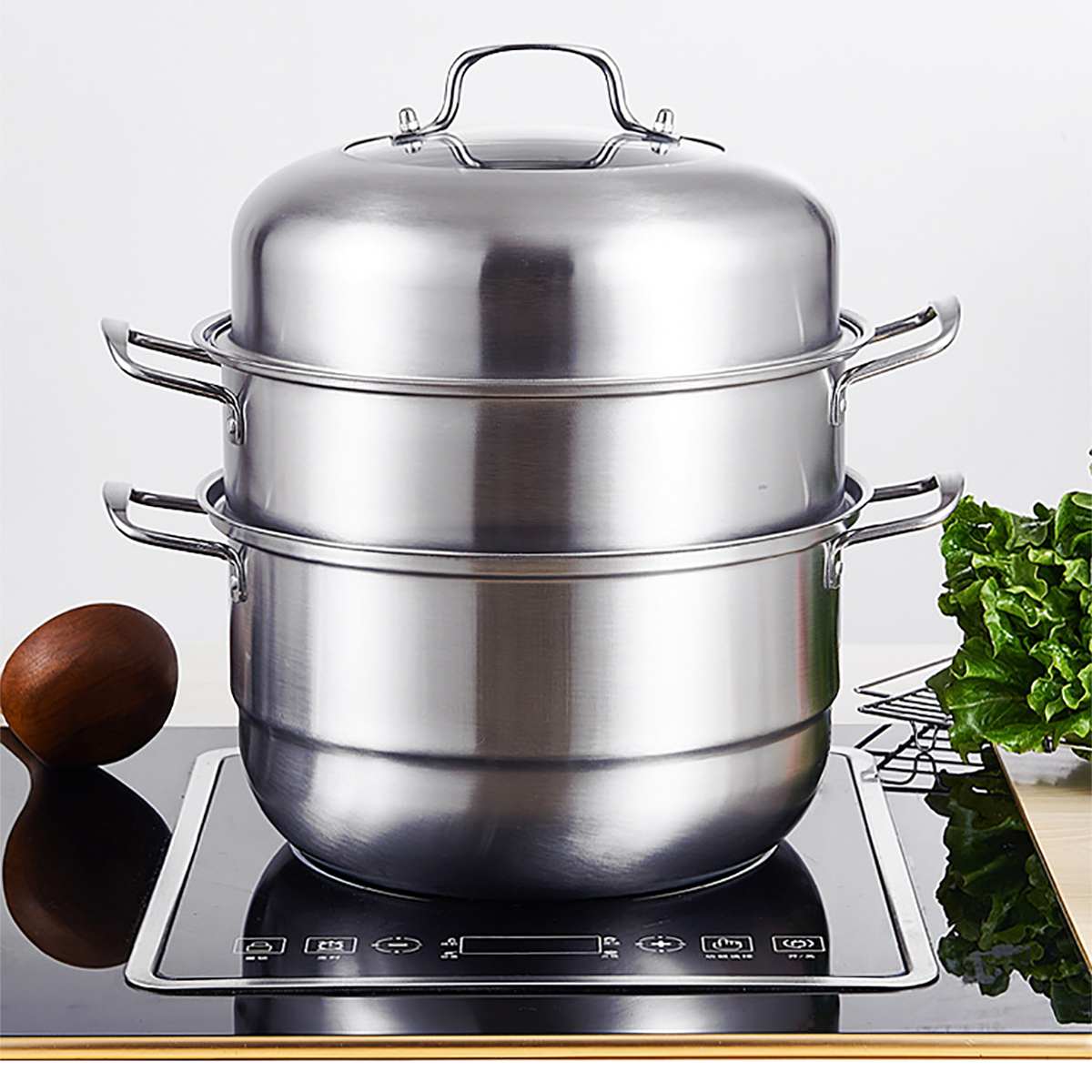 28cm Stainless Steel Boiler Soup Pot Two Three Layer Thick Steamer Pot Universal Cooking Pots for Induction Cooker Gas Stove