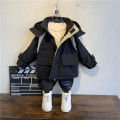 Winter Boys Coat Baby Fur Collar Hooded Cotton Plus Velvet Thicken Warm Camouflage Jacket For Children's Outwear Kids Clothes