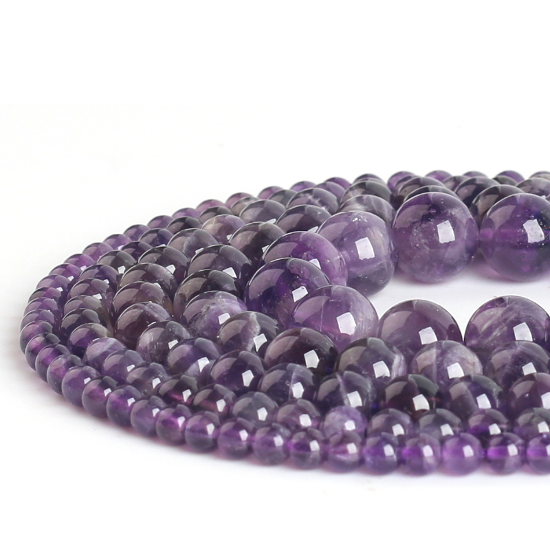 Wholesale AAA+Round Natural Amethysts Stone Beads For Jewelry Making DIY Bracelet Necklace Anklet 4/6/8/10/12 mm Strand 15''