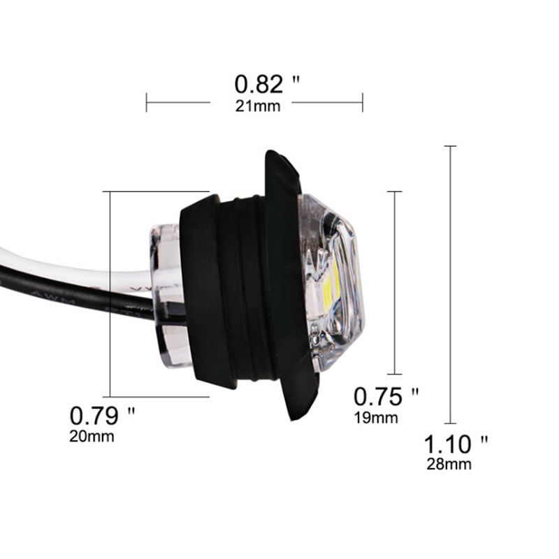 10PCS Mini 12 1'' Round Amber LED Light Front Rear Side Marker Indicators Light for Truck Bus Trailer Motocycle 12V