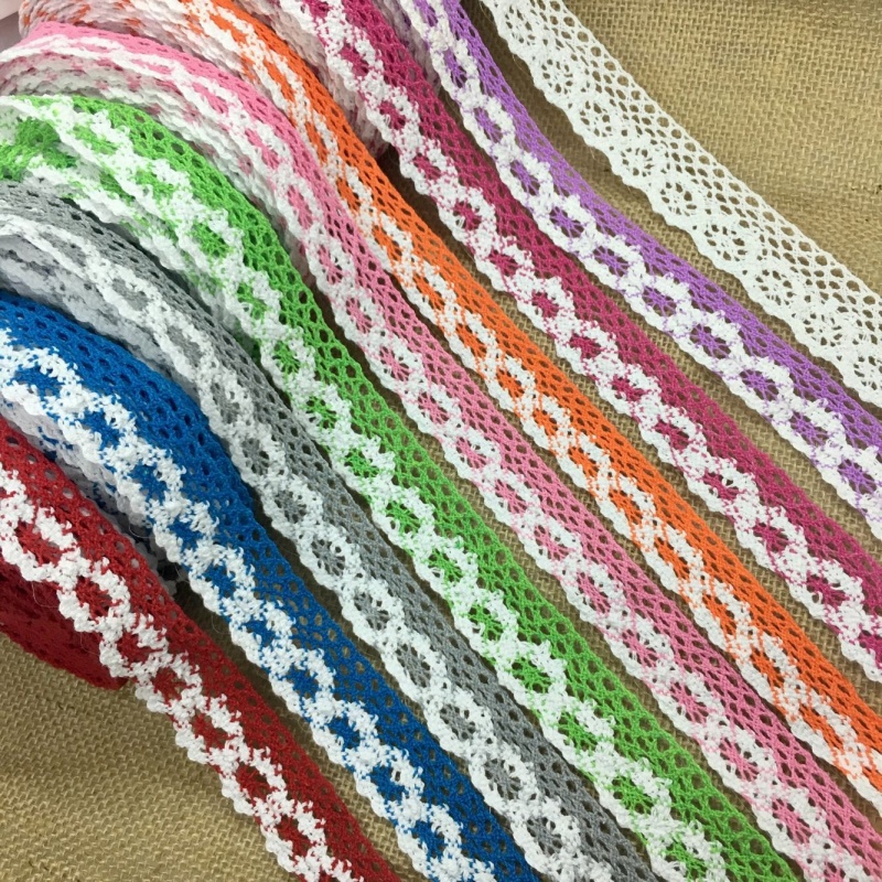 2Yards 2-6cm Crocheted Webbing Cotton Lace Trims for Handmade DIY Sewing Garments Accessories Wedding Deco Gift Floral Packing