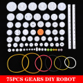 75Pcs Mixed White Plastic Gear Gearbox Rack Pulley Belt Worm Gear Single Double Gear DIY Tool For Robot Repair Tool Kit