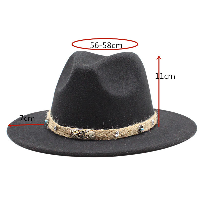 19color All-match Wide Brim Fedora Hat For Women Solid Color Wool Felt Hat For Men Autumn Winter Panama Gamble Yellow Jazz Cap