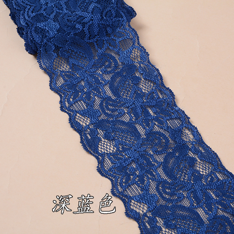 8cm Elastic Lace Fabric Black White Beige Burgundy Navy Blue Pink Red Blue Purple Green Gray Lace Trimming DIY Crafts Material