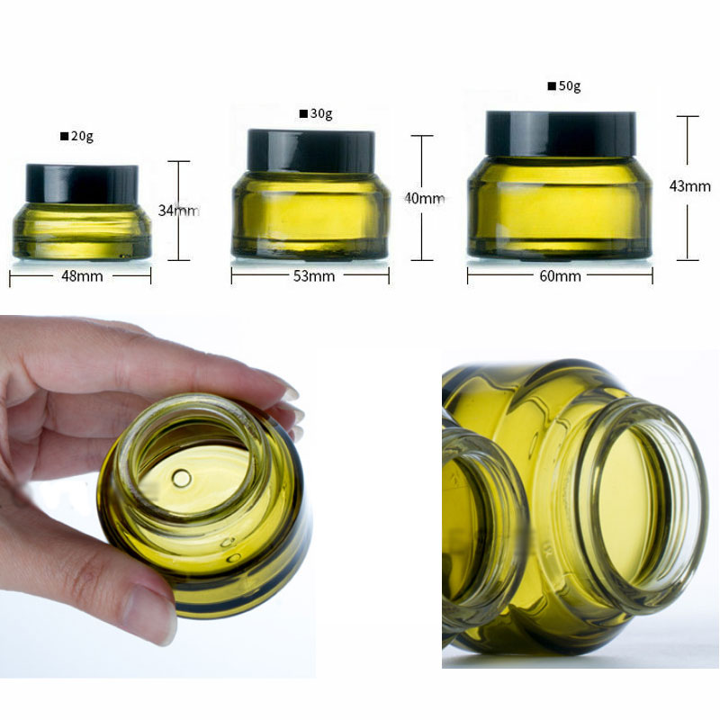 1pcs 15g-50g Empty Refillable Amber Glass Bottles Face Cream Lotion Eye Shadow Nail Make Up Powder Storage Sample Container Jar