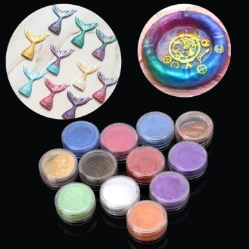 12 Box Slime Dye Powder Mica Pearl Pigment Colorants Soap Candle Resin Jewelry Christmas New Year Decorations Gifts C6UE