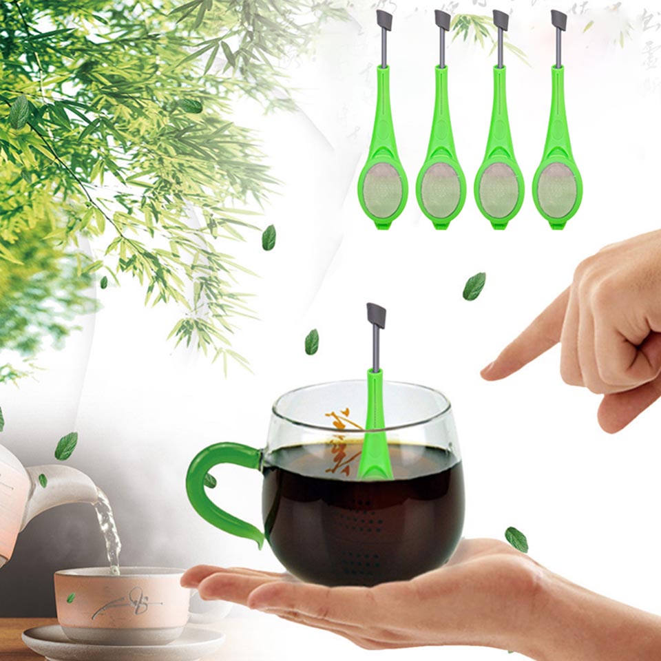 TEENRA Tea Infuser Built-in Plunger Plastic Tea Bag For Teapot Tea Strainer Filter Reusable Drinking Tools