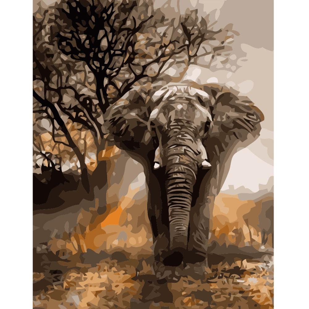 Animals Oil Painting By Numbers For Adults Elephant Paints By Number Canvas Painting Kits 50x40cm DIY Gift Home Decor