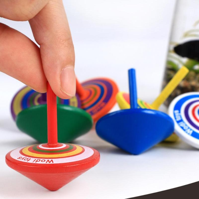 Wooden Gyro Toy Colorful Beyblade Burst Toy Spinning Top With 8 Drawing Cards Classic Interesting Toy For Children Gift Funny